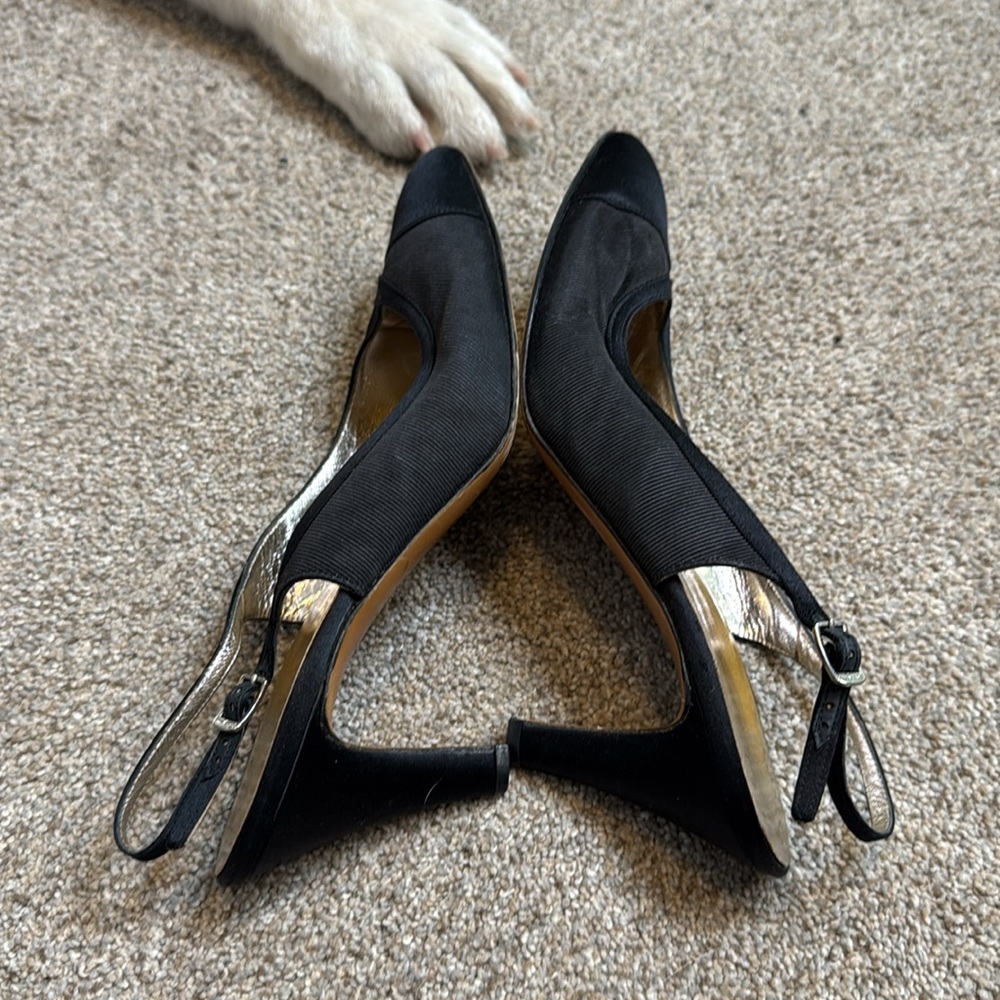 Salvatore Ferragamo | Vintage Sling Back Kitten Heels Pumps in Black Size 9 AA - Picture 6 of 13